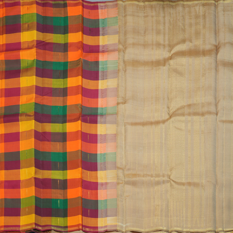 Hayagrivas Handloom Multicolour Checks Kanjivaram Silk Saree KBF357F4-1