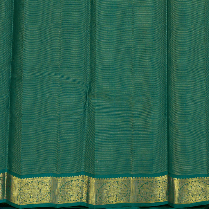 Hayagrivas Handloom Fanta Orange Kanjivaram Silk Saree with Peacock Green Border KBF35D7-1