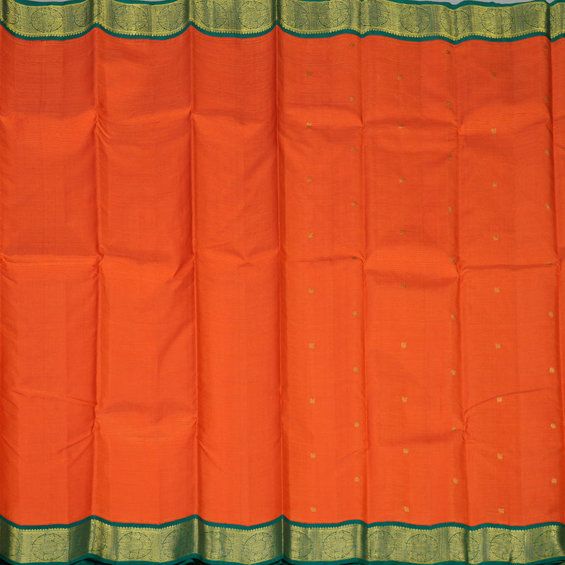 Hayagrivas Handloom Fanta Orange Kanjivaram Silk Saree with Peacock Green Border KBF35D7-1