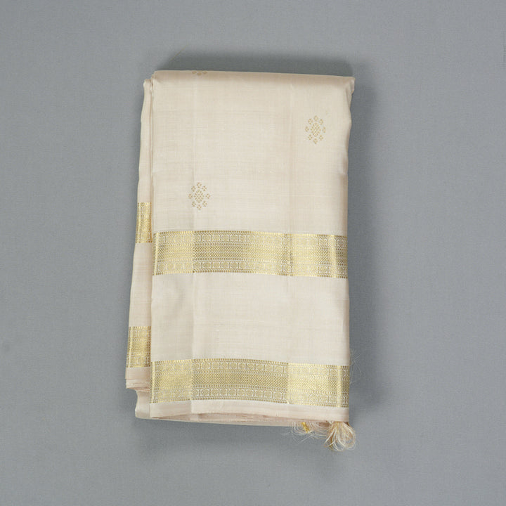 Hayagrivas Handloom Half-White Kanjivaram Silk Saree KBF360F6-1