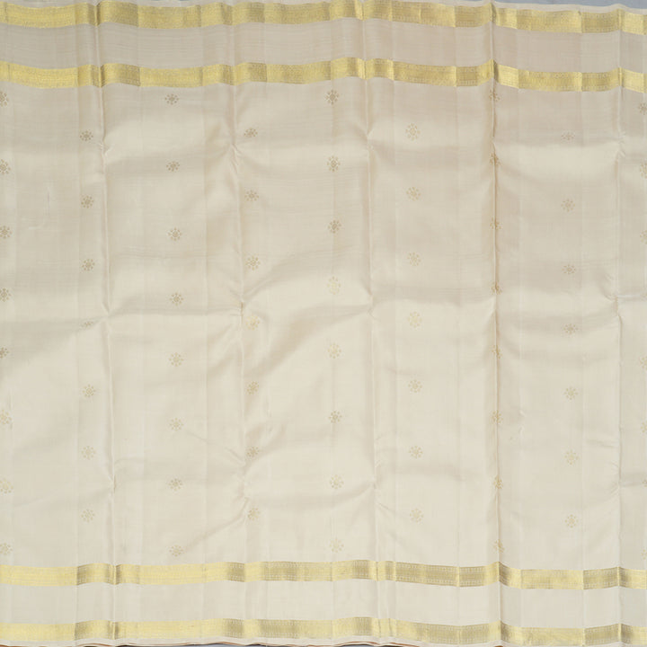 Hayagrivas Handloom Half-White Kanjivaram Silk Saree KBF360F6-1