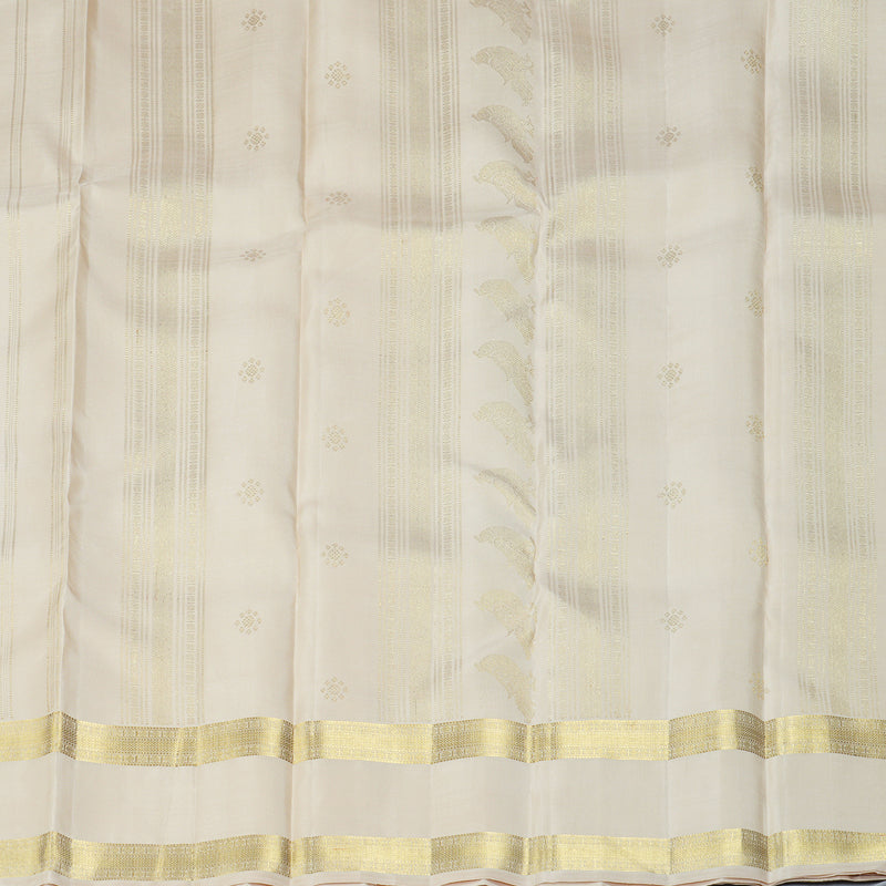 Hayagrivas Handloom Half-White Kanjivaram Silk Saree KBF360F6-1