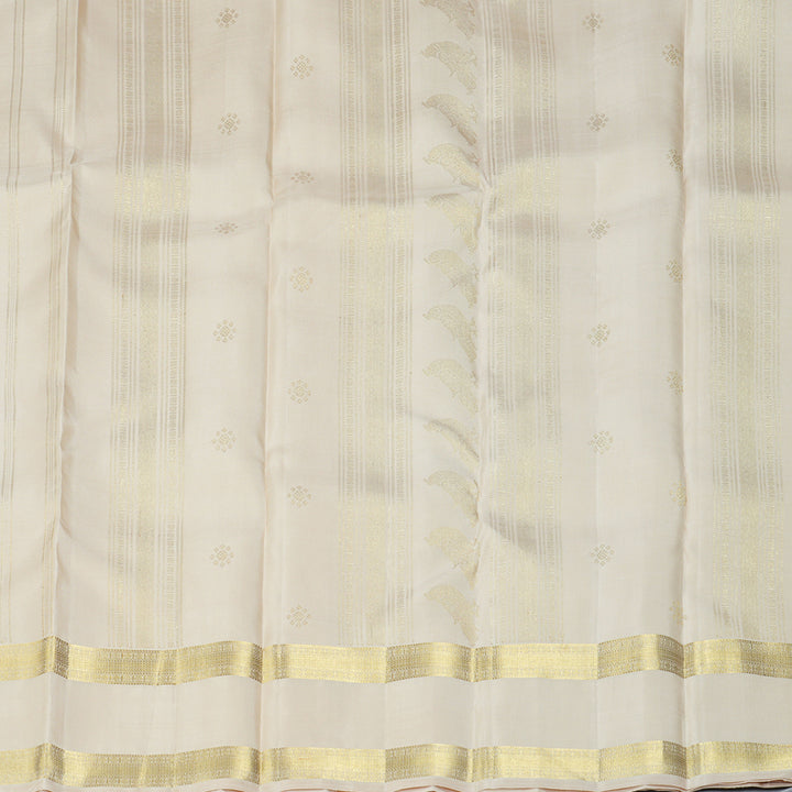 Hayagrivas Handloom Half-White Kanjivaram Silk Saree KBF360F6-1