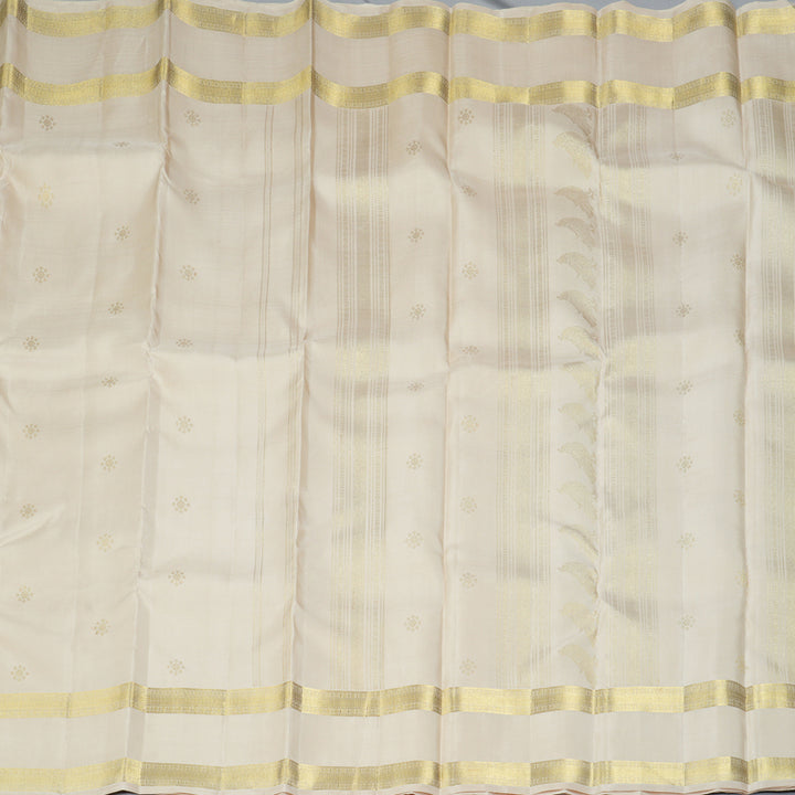 Hayagrivas Handloom Half-White Kanjivaram Silk Saree KBF360F6-1