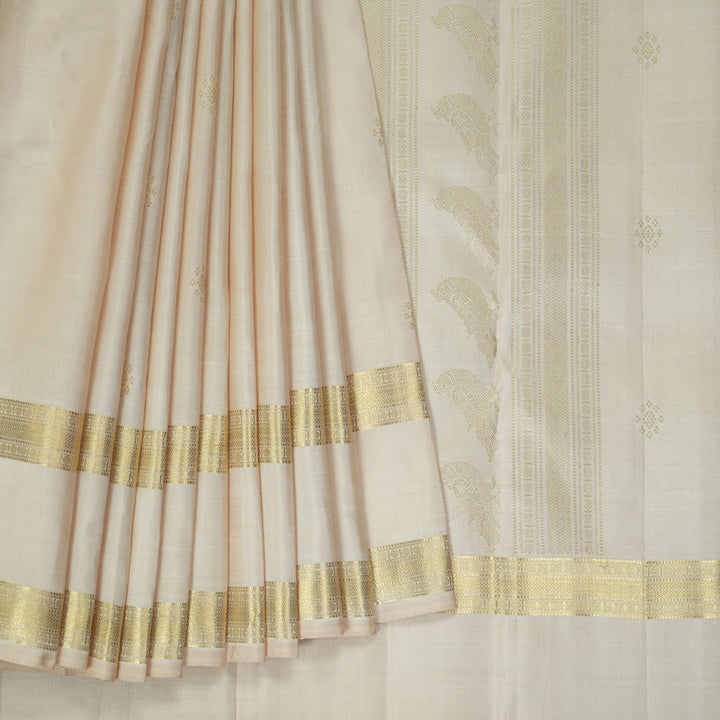 Hayagrivas Handloom Half-White Kanjivaram Silk Saree KBF360F6-1