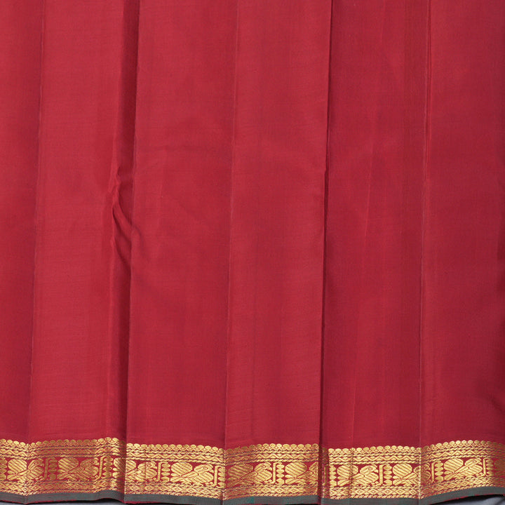Hayagrivas Handloom Manjal Kanjivaram Silk Saree with Maroon Border KBF360F9-1