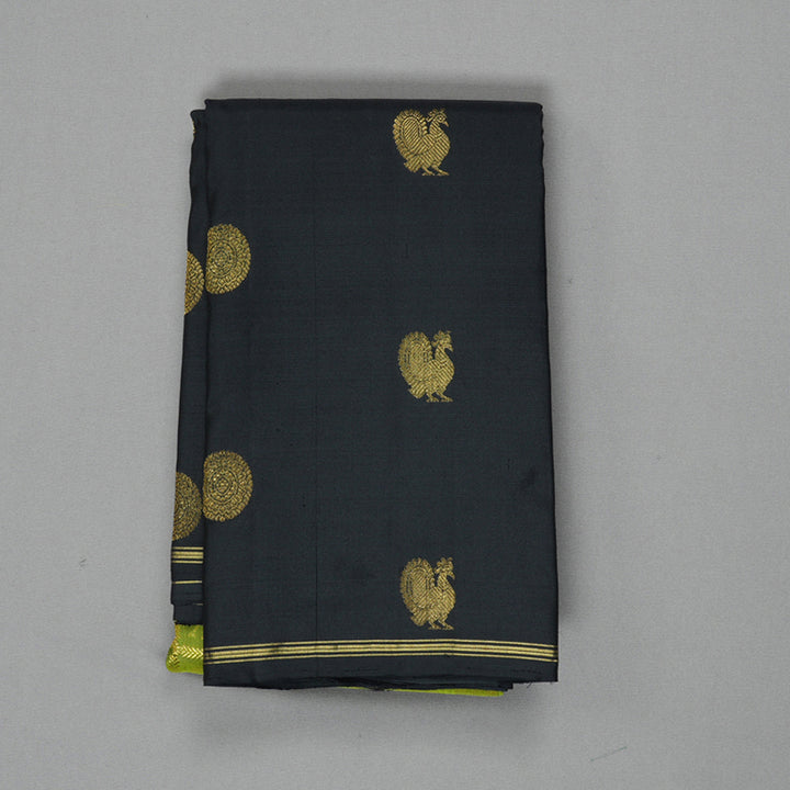 Hayagrivas Handloom Parrot Green Kanjivaram Silk Saree with Black Border KBF361F4-1