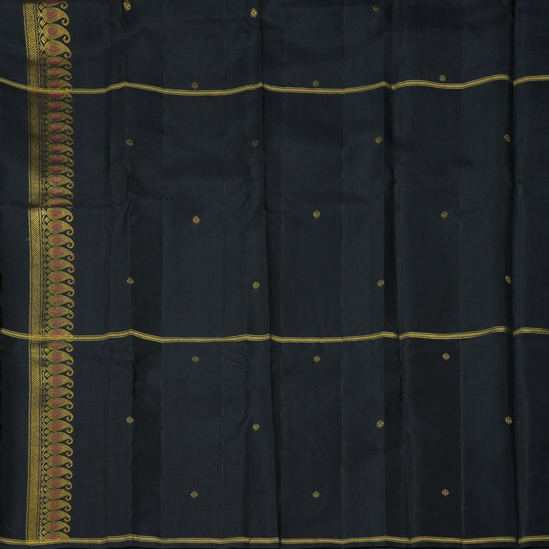 Hayagrivas Handloom Parrot Green Kanjivaram Silk Saree with Black Border KBF361F4-1