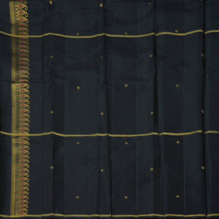 Hayagrivas Handloom Parrot Green Kanjivaram Silk Saree with Black Border KBF361F4-1