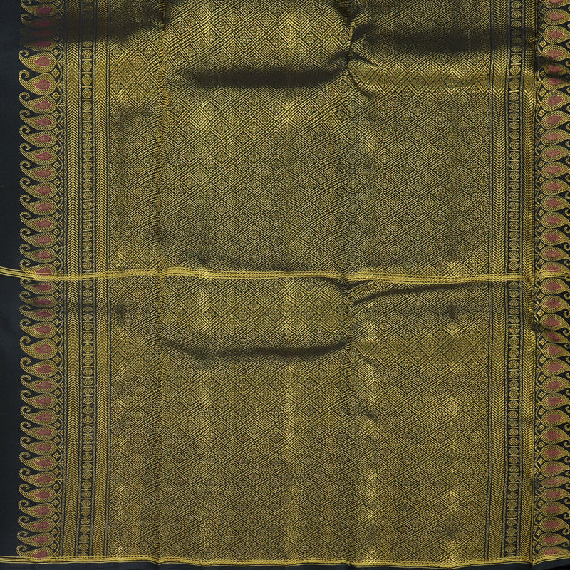Hayagrivas Handloom Parrot Green Kanjivaram Silk Saree with Black Border KBF361F4-1