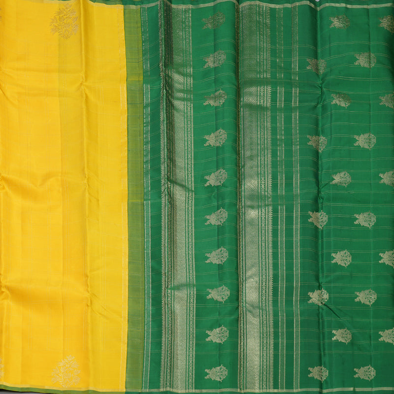 Hayagrivas Handloom Yellow Kanjivaram Silk Saree KBF361F1-1