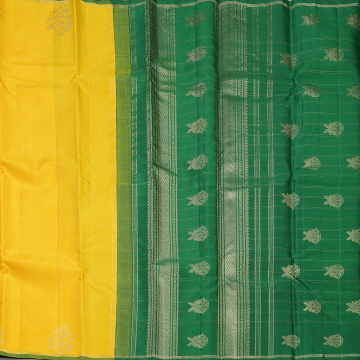 Hayagrivas Handloom Yellow Kanjivaram Silk Saree KBF361F1-1