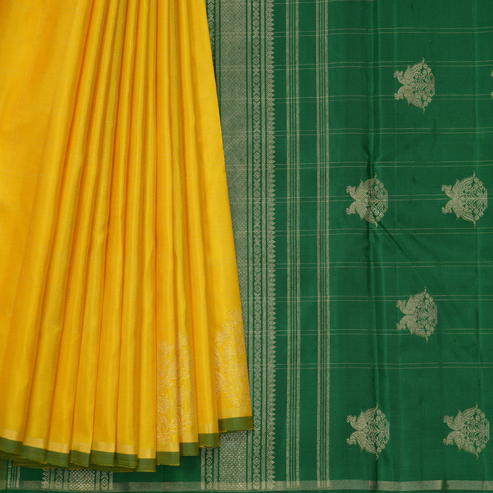 Hayagrivas Handloom Yellow Kanjivaram Silk Saree KBF361F1-1