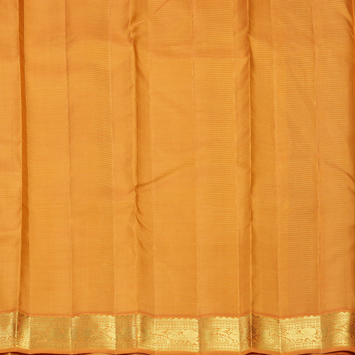 Hayagrivas Handloom Coffee Brown Kanjivaram Silk Saree with Golden Orange Border KBF361F5-1
