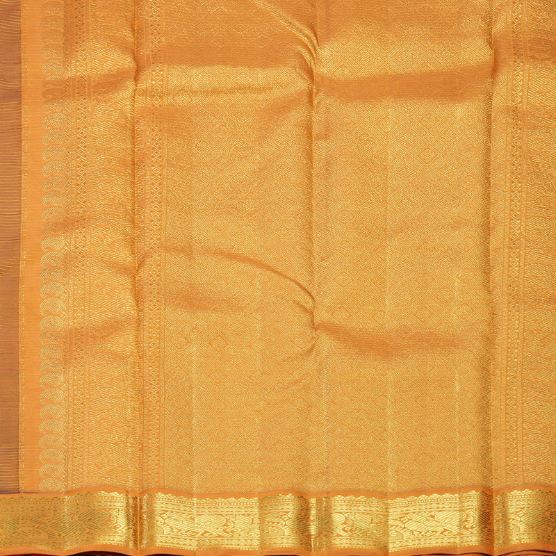 Hayagrivas Handloom Coffee Brown Kanjivaram Silk Saree with Golden Orange Border KBF361F5-1