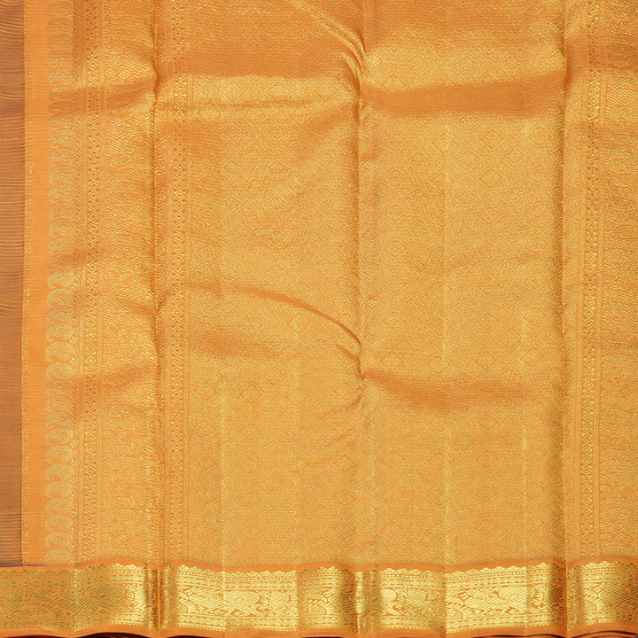 Hayagrivas Handloom Coffee Brown Kanjivaram Silk Saree with Golden Orange Border KBF361F5-1