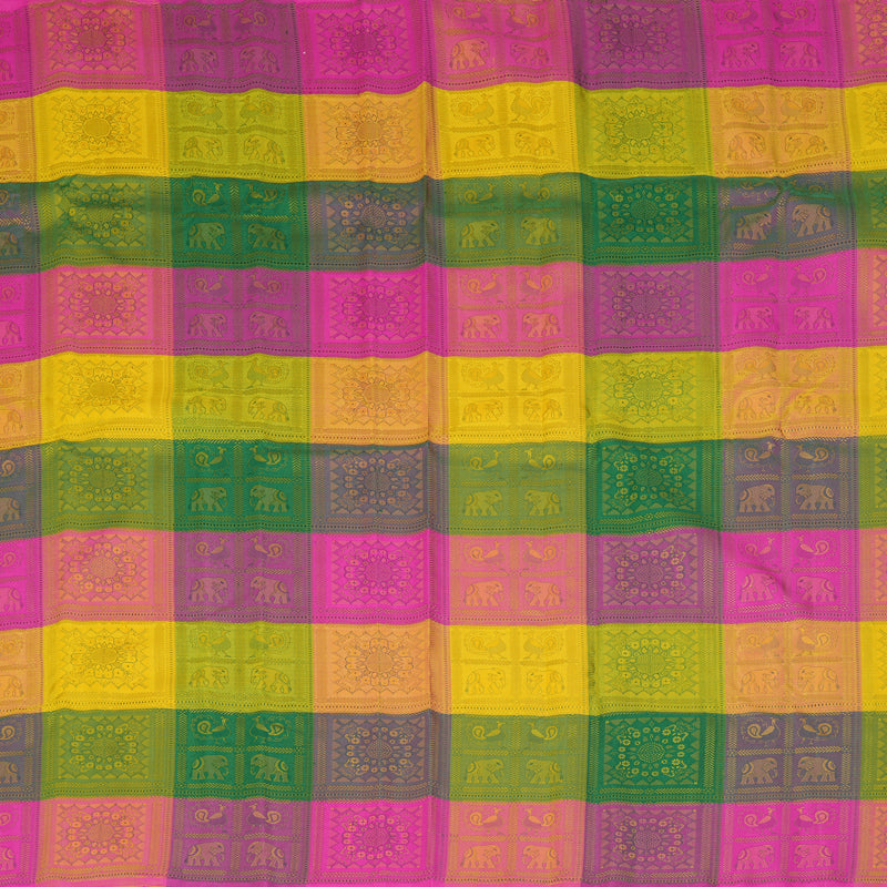 Hayagrivas Handloom Multicolour Checks Kanjivaram Silk Saree KBF361F6-1