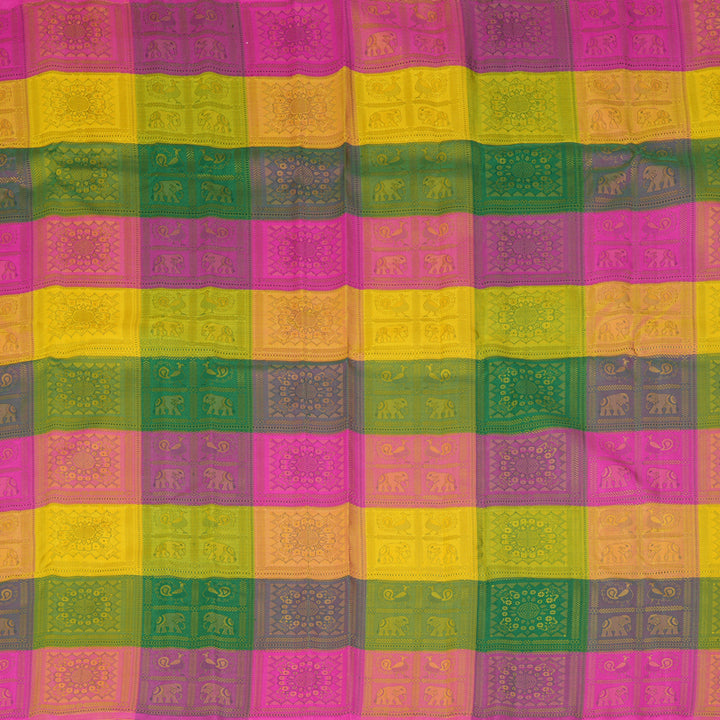 Hayagrivas Handloom Multicolour Checks Kanjivaram Silk Saree KBF361F6-1