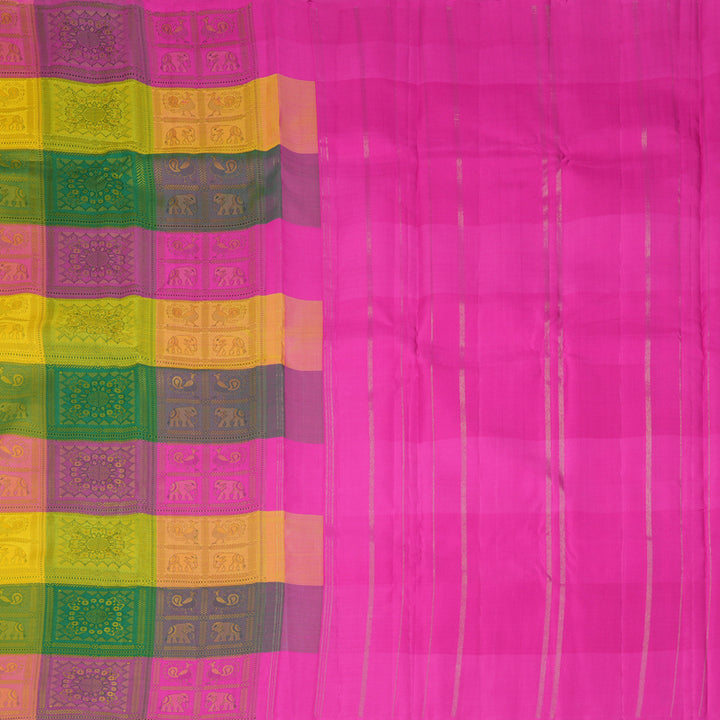 Hayagrivas Handloom Multicolour Checks Kanjivaram Silk Saree KBF361F6-1