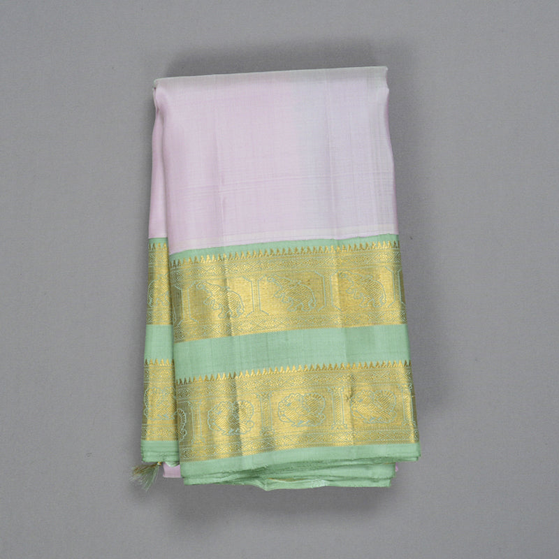 Hayagrivas Handloom Lotus Pink Kanjivaram Silk Saree with Pastel Green Border KBF362F2-3