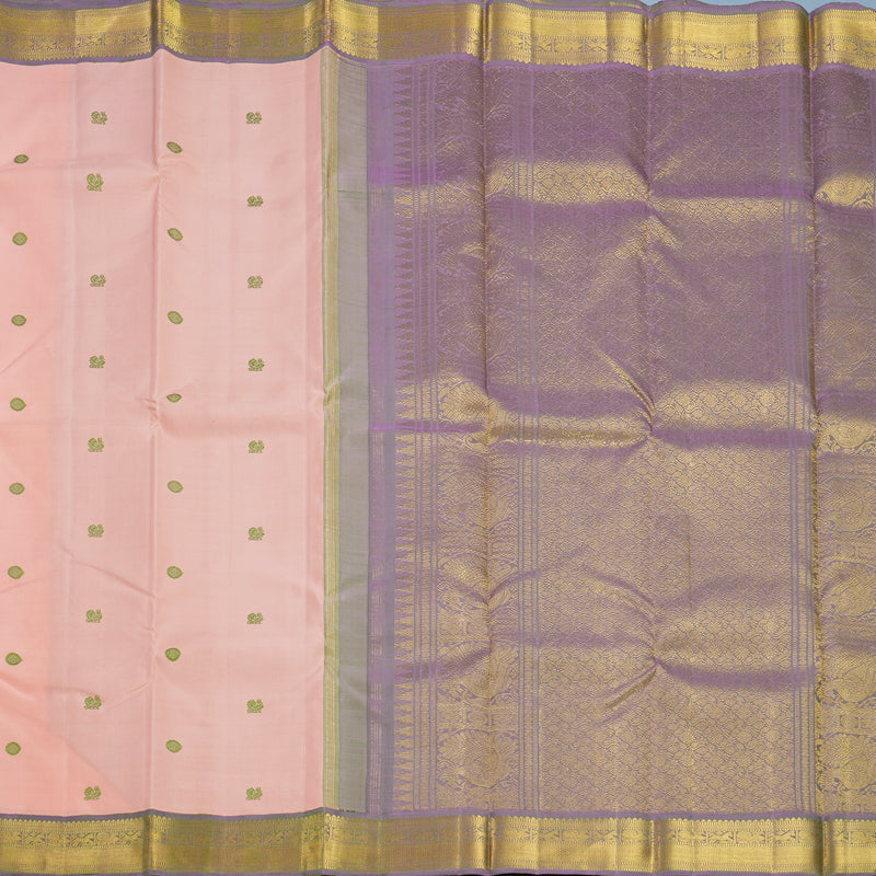 Hayagrivas Handloom Peach Orange Kanjivaram Silk Saree KBF362F3-1