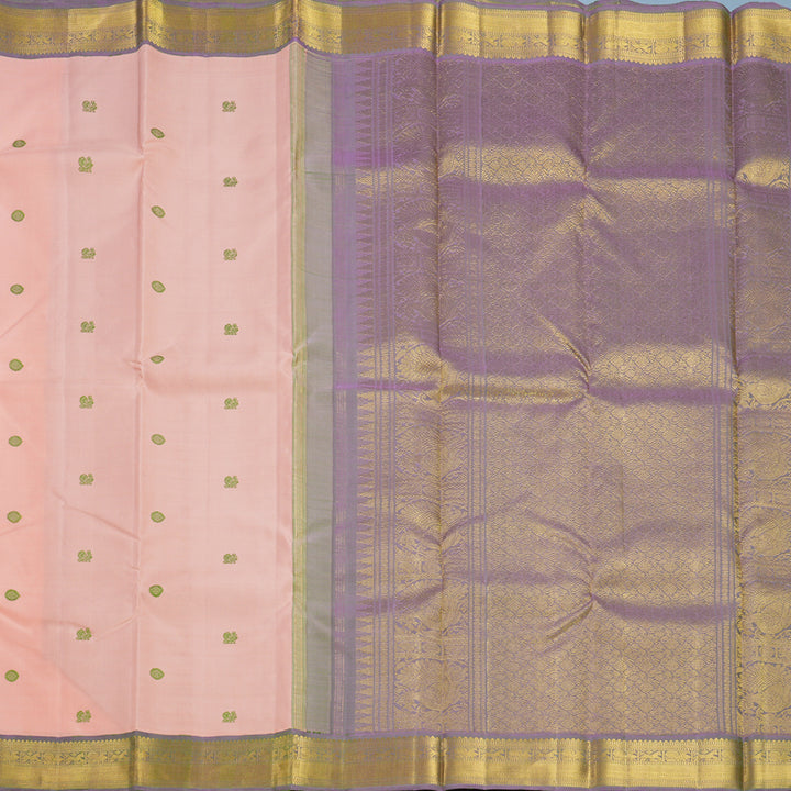 Hayagrivas Handloom Peach Orange Kanjivaram Silk Saree KBF362F3-1