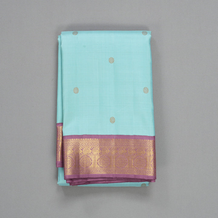 Hayagrivas Handloom Powder Blue Kanjivaram Silk Saree with Mauve Border KBF362F3-2