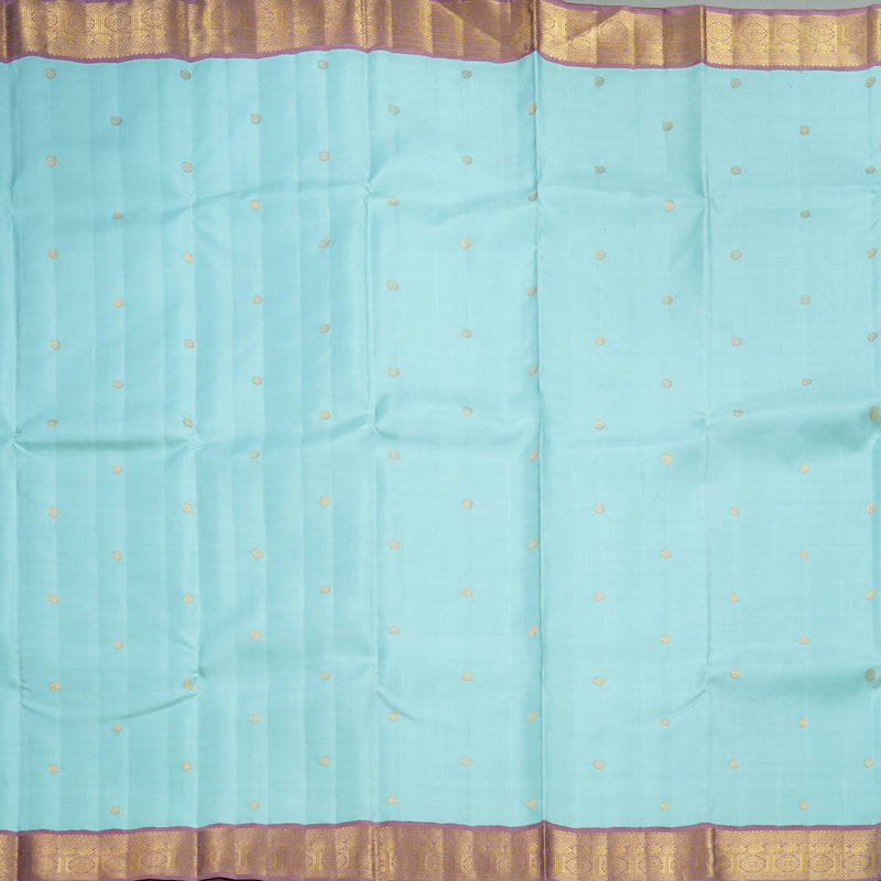 Hayagrivas Handloom Powder Blue Kanjivaram Silk Saree with Mauve Border KBF362F3-2