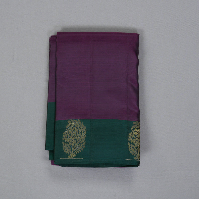 Hayagrivas Handloom Plum Purple Kanjivaram Silk Saree with Bottle Green Border KBF364F1-22