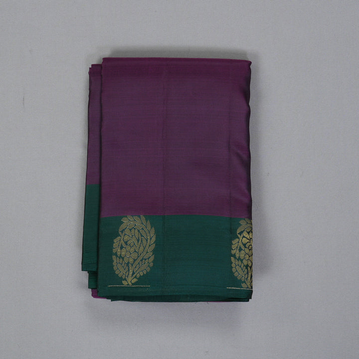 Hayagrivas Handloom Plum Purple Kanjivaram Silk Saree with Bottle Green Border KBF364F1-22