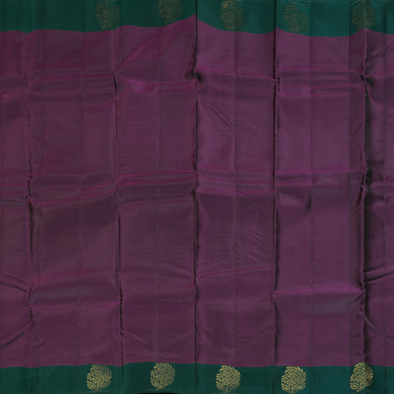 Hayagrivas Handloom Plum Purple Kanjivaram Silk Saree with Bottle Green Border KBF364F1-22