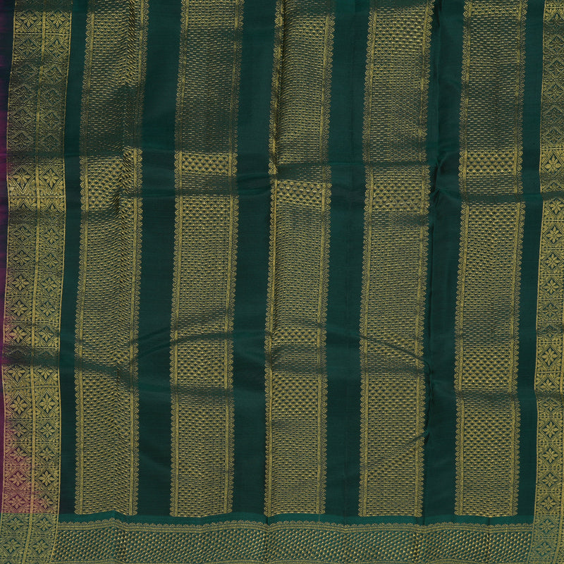 Hayagrivas Handloom Plum Purple Kanjivaram Silk Saree with Bottle Green Border KBF364F1-22