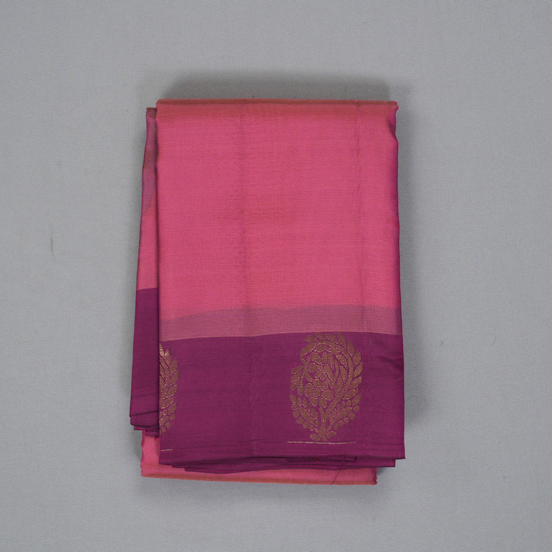 Hayagrivas Handloom Rose Pink Kanjivaram Silk Saree with Purple Border KBF364F1-5
