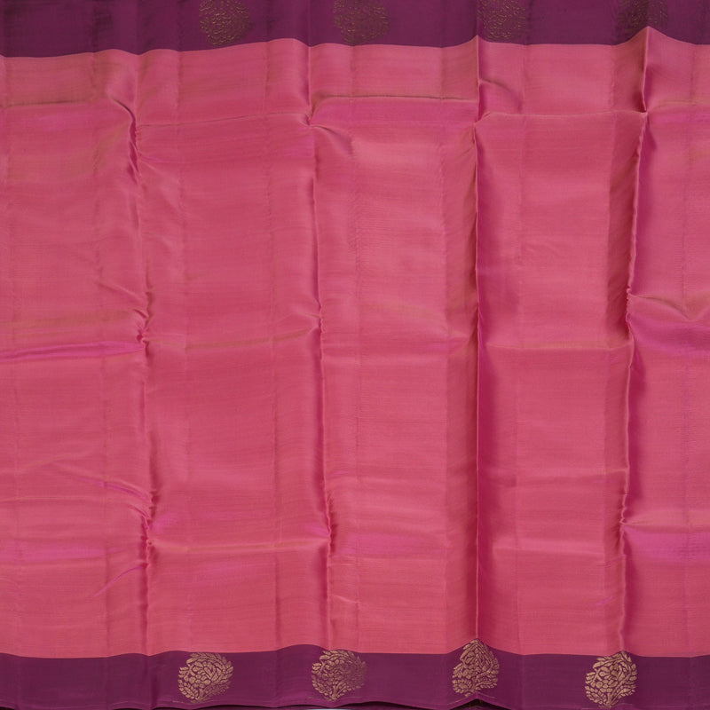 Hayagrivas Handloom Rose Pink Kanjivaram Silk Saree with Purple Border KBF364F1-5
