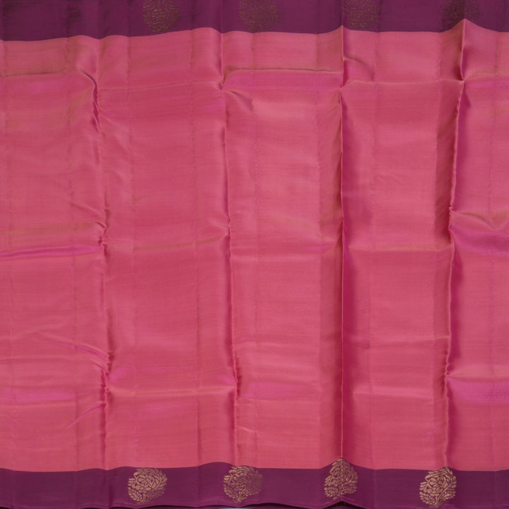 Hayagrivas Handloom Rose Pink Kanjivaram Silk Saree with Purple Border KBF364F1-5
