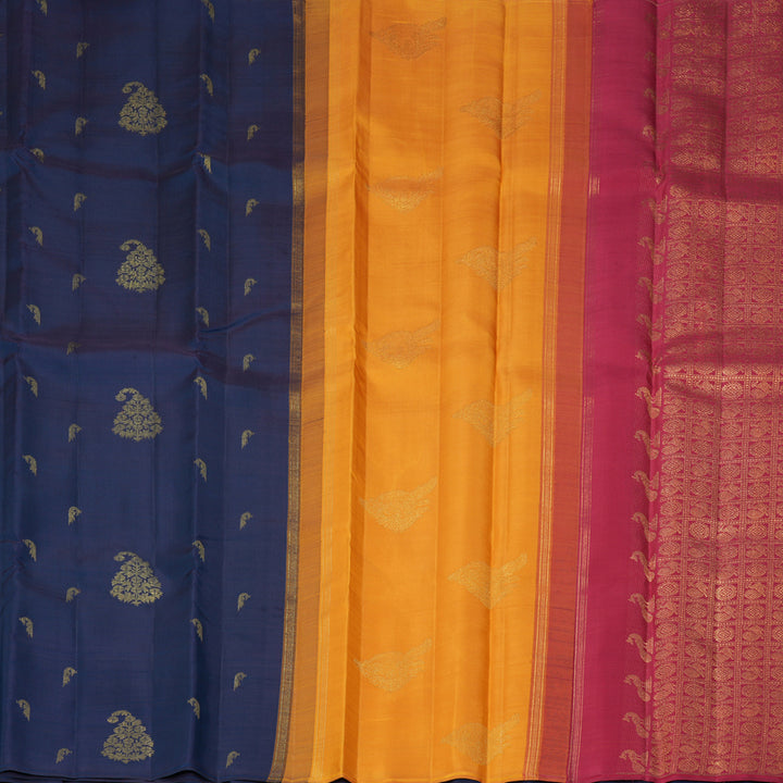 Hayagrivas Handloom Midnight Blue Kanjivaram Silk Saree KBF366F2-1