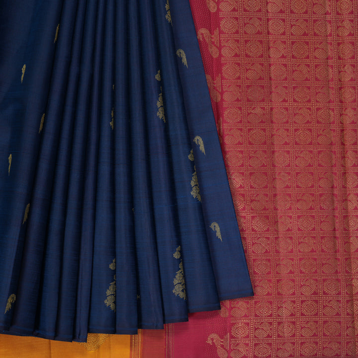 Hayagrivas Handloom Midnight Blue Kanjivaram Silk Saree KBF366F2-1