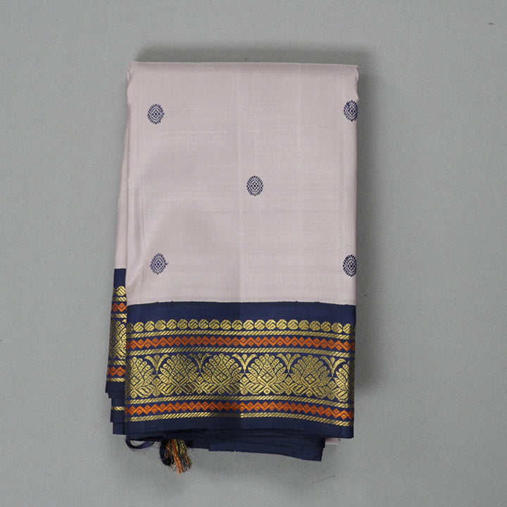 Hayagrivas Handloom Mild Onion Pink Kanjivaram Silk Saree with Navy Blue Border KBF366F5-1