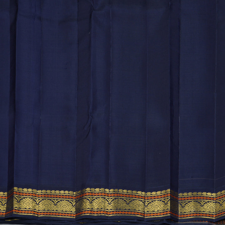 Hayagrivas Handloom Mild Onion Pink Kanjivaram Silk Saree with Navy Blue Border KBF366F5-1