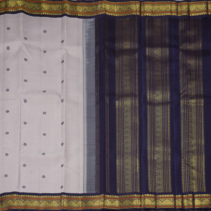 Hayagrivas Handloom Mild Onion Pink Kanjivaram Silk Saree with Navy Blue Border KBF366F5-1