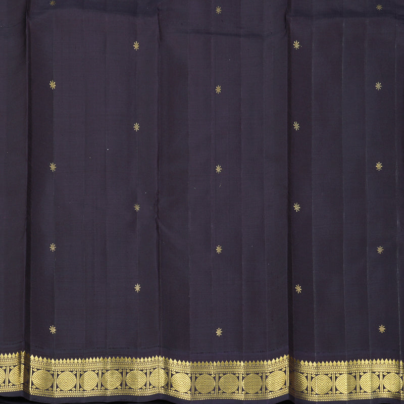 Hayagrivas Handloom Orange Kanjivaram Silk Saree with Deep Violet Border KBF366F8-1