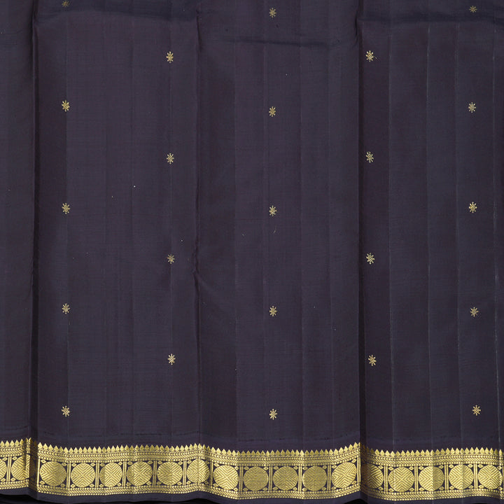 Hayagrivas Handloom Orange Kanjivaram Silk Saree with Deep Violet Border KBF366F8-1