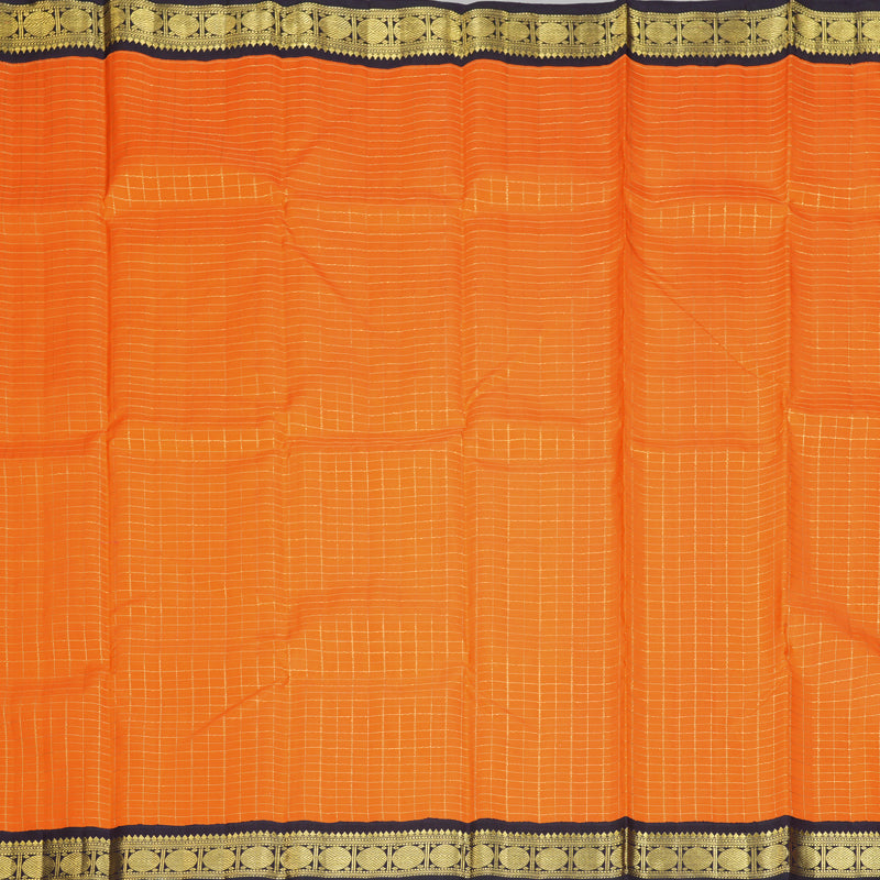 Hayagrivas Handloom Orange Kanjivaram Silk Saree with Deep Violet Border KBF366F8-1