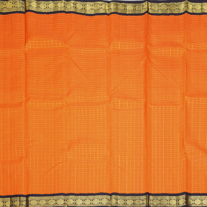 Hayagrivas Handloom Orange Kanjivaram Silk Saree with Deep Violet Border KBF366F8-1