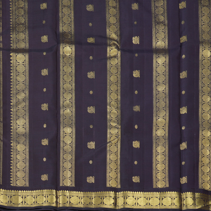 Hayagrivas Handloom Orange Kanjivaram Silk Saree with Deep Violet Border KBF366F8-1