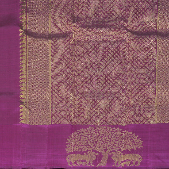 Hayagrivas Handloom Lemon Yellow Kanjivaram Silk Saree with Purple Border KBF367F2-1