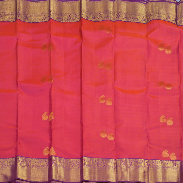 Hayagrivas Handloom Pink Kanjivaram Silk Saree with Purple Border KBF36D1-2