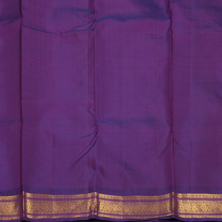 Hayagrivas Handloom Mambazham Orange Kanjivaram Silk Saree with Purple Border KBF371F6-1