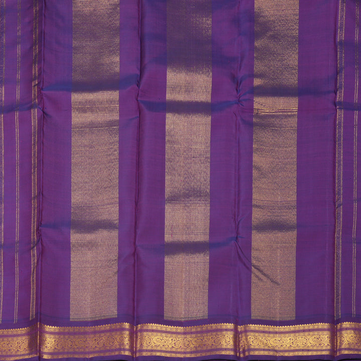 Hayagrivas Handloom Mambazham Orange Kanjivaram Silk Saree with Purple Border KBF371F6-1