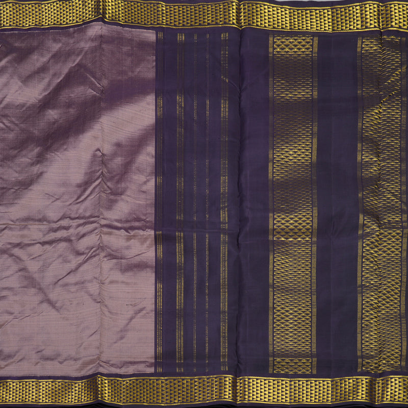Hayagrivas Handloom Dusky Purple Ten Yards Silk Saree KBF373F3-1